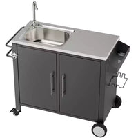 Table de barbecue d'extérieur avec evier, chariot de barbecue avec evier et meuble en acier inoxydable 304, chariot de barbecue d'extérieur avec evier