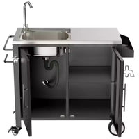 Table de barbecue d'extérieur avec evier, chariot de barbecue avec evier et meuble en acier inoxydable 304, chariot de barbecue d'extérieur avec evier
