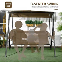 Balancelle de patio extérieure 3 places avec coussin, support à cadre en acier, auvent inclinable réglable pour patio, jardin
