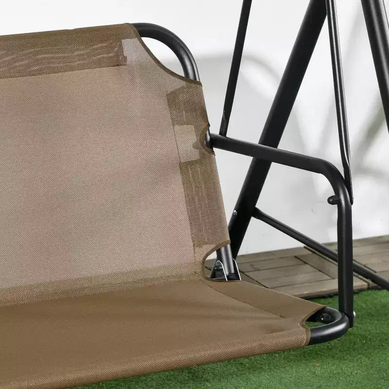 Balancelle de patio extérieure 3 places avec coussin, support à cadre en acier, auvent inclinable réglable pour patio, jardin
