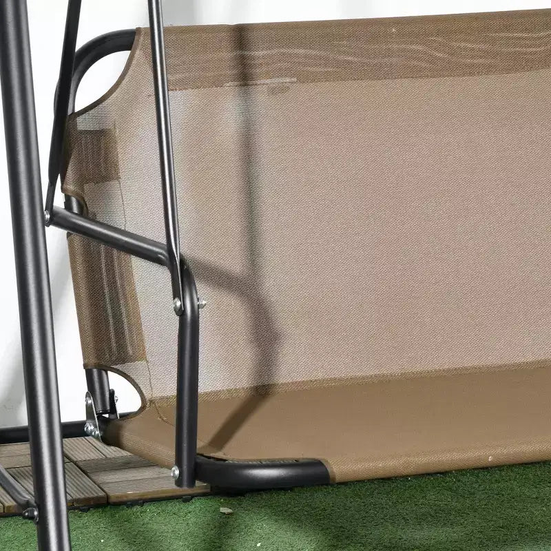 Balancelle de patio extérieure 3 places avec coussin, support à cadre en acier, auvent inclinable réglable pour patio, jardin