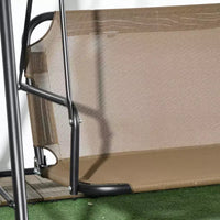 Balancelle de patio extérieure 3 places avec coussin, support à cadre en acier, auvent inclinable réglable pour patio, jardin