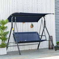 Balancelle de patio extérieure 3 places avec coussin, support à cadre en acier, auvent inclinable réglable pour patio, jardin