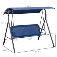 Balancelle de patio extérieure 3 places avec coussin, support à cadre en acier, auvent inclinable réglable pour patio, jardin