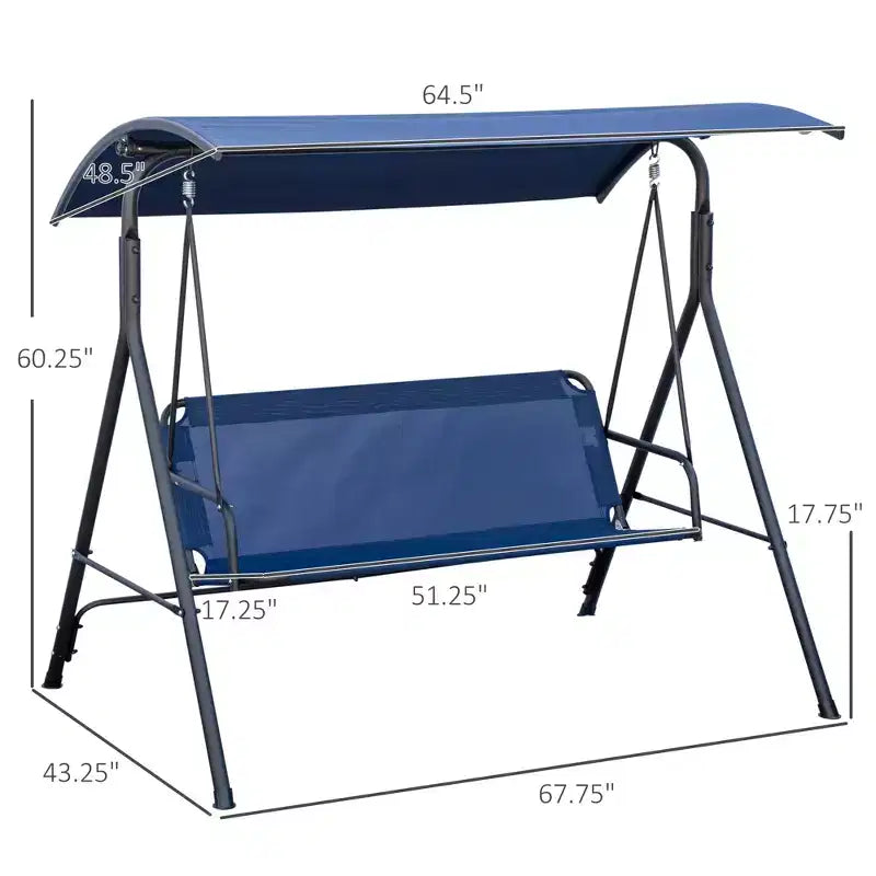 Balancelle de patio extérieure 3 places avec coussin, support à cadre en acier, auvent inclinable réglable pour patio, jardin