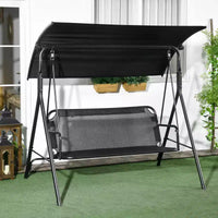 Balancelle de patio extérieure 3 places avec coussin, support à cadre en acier, auvent inclinable réglable pour patio, jardin