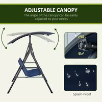 Balancelle de patio extérieure 3 places avec coussin, support à cadre en acier, auvent inclinable réglable pour patio, jardin