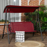 Balancelle de patio extérieure 3 places avec coussin, support à cadre en acier, auvent inclinable réglable pour patio, jardin