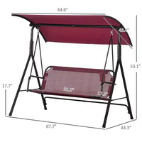 Balancelle de patio extérieure 3 places avec coussin, support à cadre en acier, auvent inclinable réglable pour patio, jardin