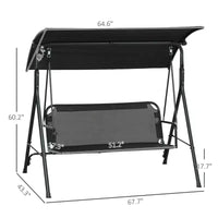 Balancelle de patio extérieure 3 places avec coussin, support à cadre en acier, auvent inclinable réglable pour patio, jardin