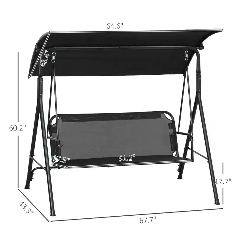 Balancelle de patio extérieure 3 places avec coussin, support à cadre en acier, auvent inclinable réglable pour patio, jardin