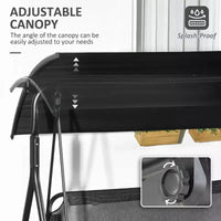 Balancelle de patio extérieure 3 places avec coussin, support à cadre en acier, auvent inclinable réglable pour patio, jardin