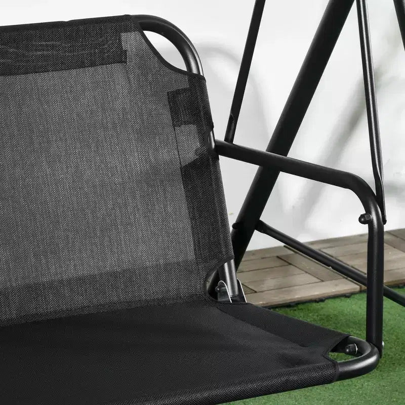 Balancelle de patio extérieure 3 places avec coussin, support à cadre en acier, auvent inclinable réglable pour patio, jardin
