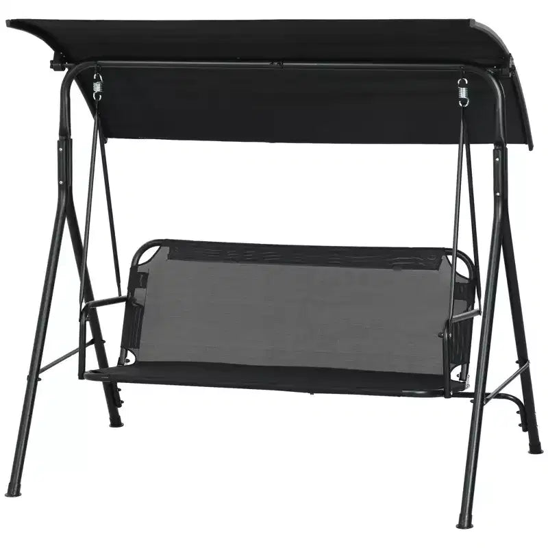 3-Seat Outdoor Patio Swing Chair w/ Cushion, Steel Frame Stand, Adjustable Tilt Canopy for Patio, Garden