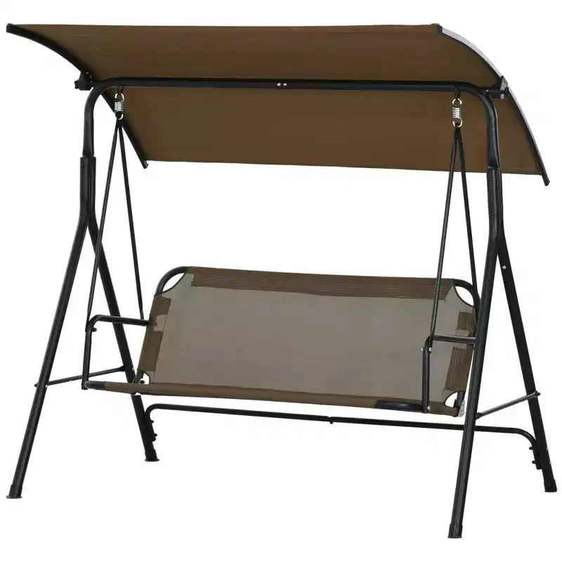 Balancelle de patio extérieure 3 places avec coussin, support à cadre en acier, auvent inclinable réglable pour patio, jardin