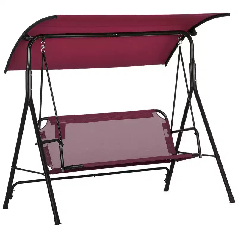 Balancelle de patio extérieure 3 places avec coussin, support à cadre en acier, auvent inclinable réglable pour patio, jardin