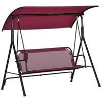 Balancelle de patio extérieure 3 places avec coussin, support à cadre en acier, auvent inclinable réglable pour patio, jardin