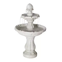 Fontaine d'eau extérieure à 2 niveaux, piédestal classique avec cascade pour terrasse, jardin, cour, blanc - ModernLuxe