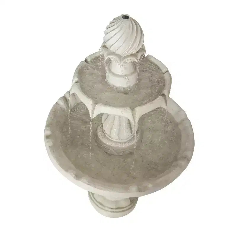 Fontaine d'eau extérieure à 2 niveaux, piédestal classique avec cascade pour terrasse, jardin, cour, blanc - ModernLuxe