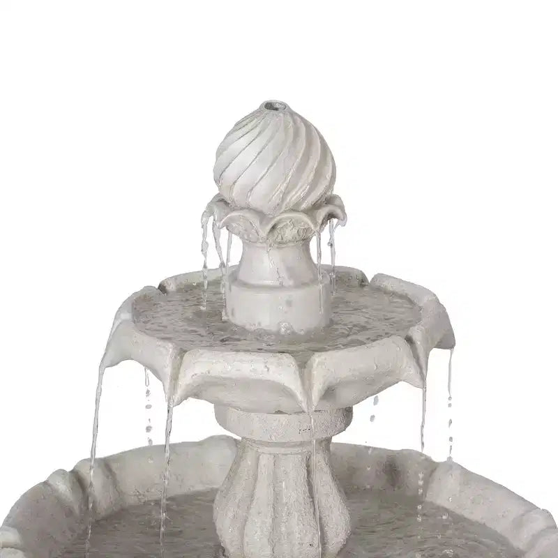 Fontaine d'eau extérieure à 2 niveaux, piédestal classique avec cascade pour terrasse, jardin, cour, blanc - ModernLuxe