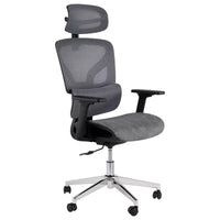 Chaise de bureau ergonomique en maille avec accoudoirs 4D Soutien lombaire dynamique Dossier haut inclinable Assise coulissante Appui-tête Roulettes silencieuses pour bureau à domicile, étude et jeux