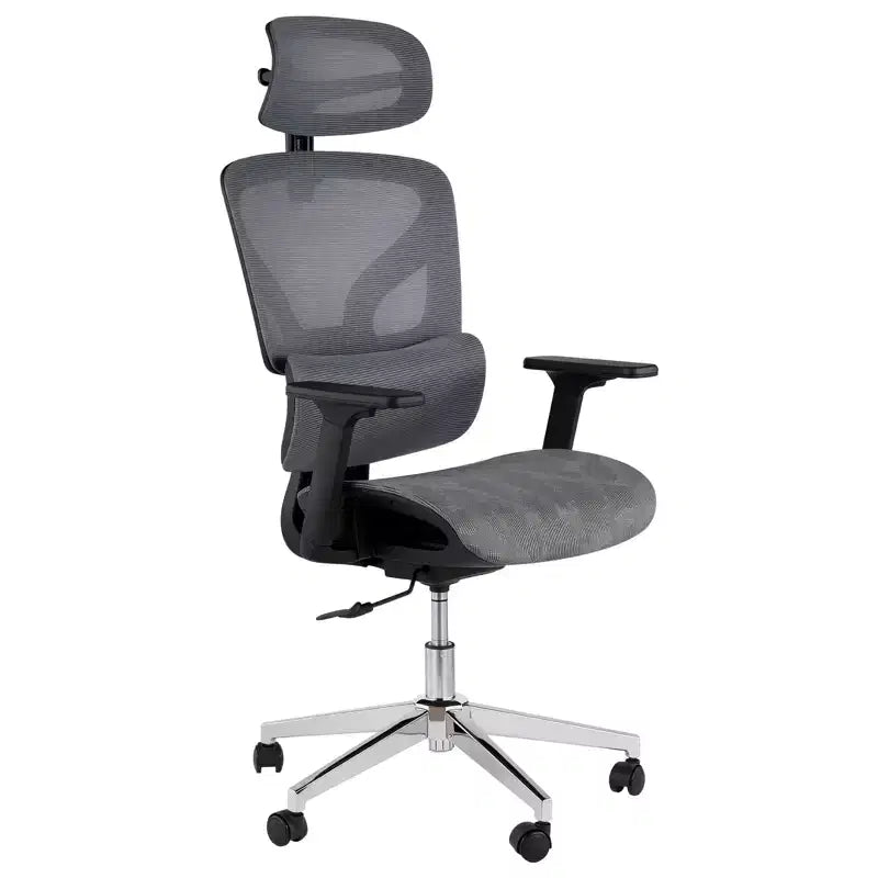 Chaise de bureau ergonomique en maille avec accoudoirs 4D Soutien lombaire dynamique Dossier haut inclinable Assise coulissante Appui-tête Roulettes silencieuses pour bureau à domicile, étude et jeux