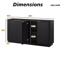 JVNOXK 63 Armoire de buffet à rayures verticales avec rangement, meuble TV à vagues incurvées pour salon, chambre, couloir, noir