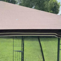 Tonnelle de jardin extérieure Clihome 3x3 m avec toit à double ventilation et moustiquaire, marron