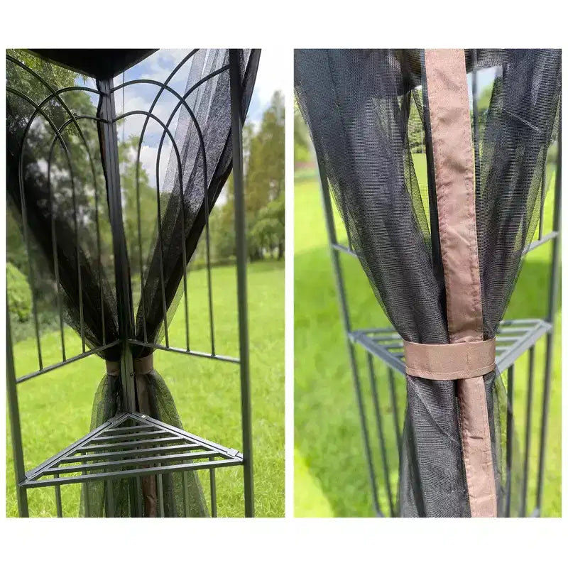 Tonnelle de jardin extérieure Clihome 3x3 m avec toit à double ventilation et moustiquaire, marron