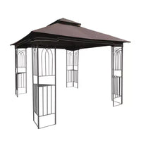 Tonnelle de jardin extérieure Clihome 3x3 m avec toit à double ventilation et moustiquaire, marron