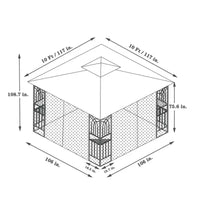 Tonnelle de jardin extérieure Clihome 3x3 m avec toit à double ventilation et moustiquaire, marron
