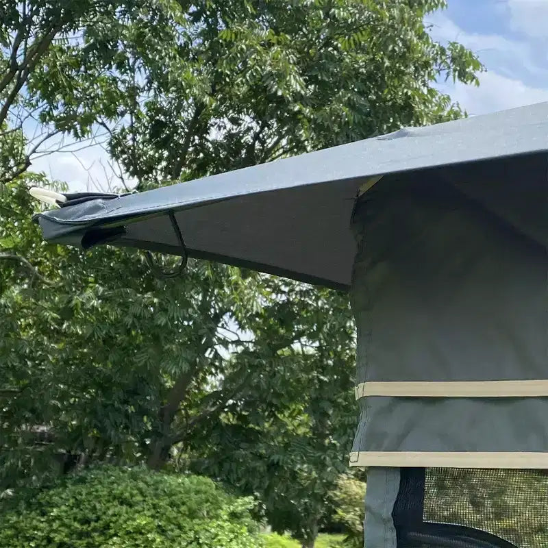 Clihome Canopy gazebo de patio extérieure 13x10 pi avec double toit aéré et moustiquaire amovible, gris