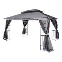 Clihome Canopy gazebo de patio extérieure 13x10 pi avec double toit aéré et moustiquaire amovible, gris