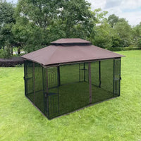 Clihome Canopy gazebo de patio extérieure 13x10 pi avec double toit aéré et moustiquaire amovible, gris