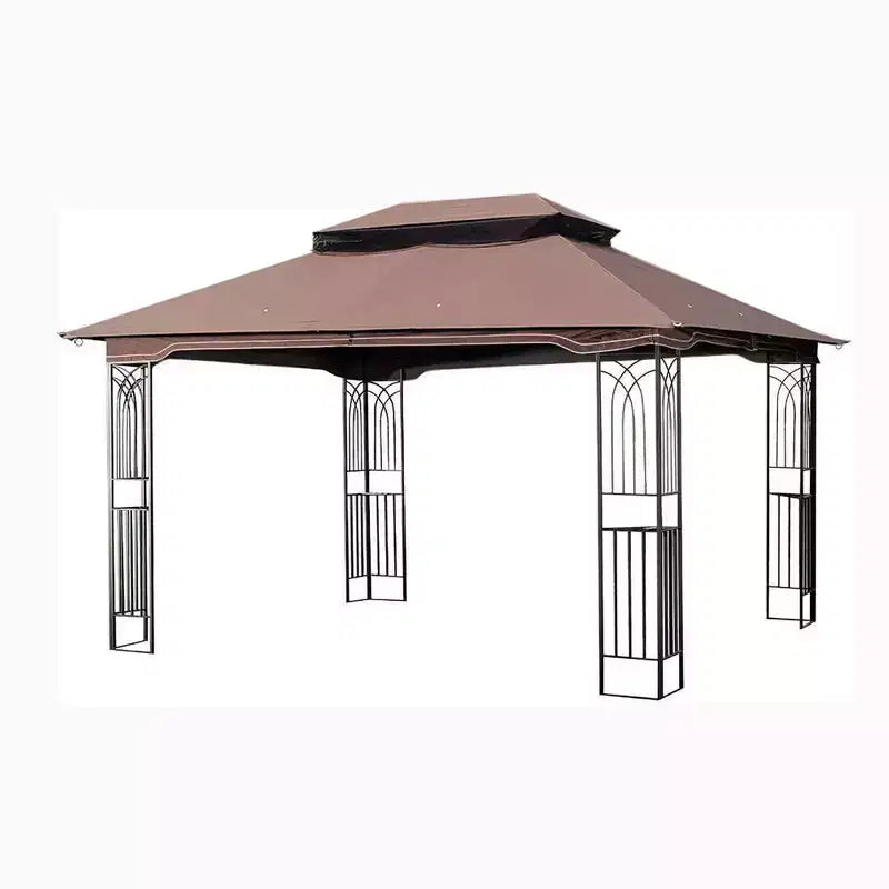 Clihome Canopy gazebo de patio extérieure 13x10 pi avec double toit aéré et moustiquaire amovible, gris