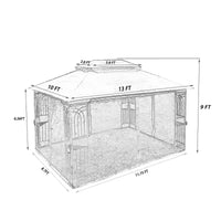 Clihome Canopy gazebo de patio extérieure 13x10 pi avec double toit aéré et moustiquaire amovible, gris