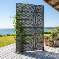 Dovelina écran d'intimité extérieur en métal 72H x 47W, panneaux de clôture autoportants en noir pour jardin patio terrasse cour