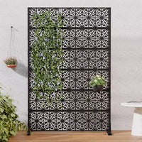 Dovelina écran d'intimité extérieur en métal 72H x 47W, panneaux de clôture autoportants en noir pour jardin patio terrasse cour