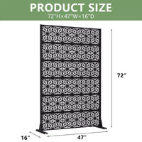 Dovelina écran d'intimité extérieur en métal 72H x 47W, panneaux de clôture autoportants en noir pour jardin patio terrasse cour