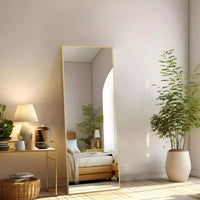 JIONJOY Miroir pleine longueur 16x59, verre HD incassable, cadre en métal, mural/sur pied pour chambre à coucher, placard, entrée
