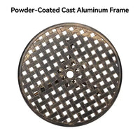 Table de bistrot ronde en fonte d'aluminium de 24 pouces avec 2 trous pour parasol, table d'appoint d'extérieur, table basse antirouille pour jardin, terrasse