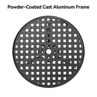 Table de bistrot ronde en fonte d'aluminium de 24 pouces avec 2 trous pour parasol, table d'appoint d'extérieur, table basse antirouille pour jardin, terrasse