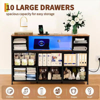 Commode en tissu à 10 tiroirs, étagères ouvertes, meuble de rangement moderne, pour chambre, salon, couloir