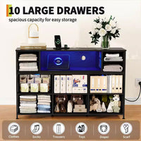 Commode en tissu à 10 tiroirs, étagères ouvertes, meuble de rangement moderne, pour chambre, salon, couloir