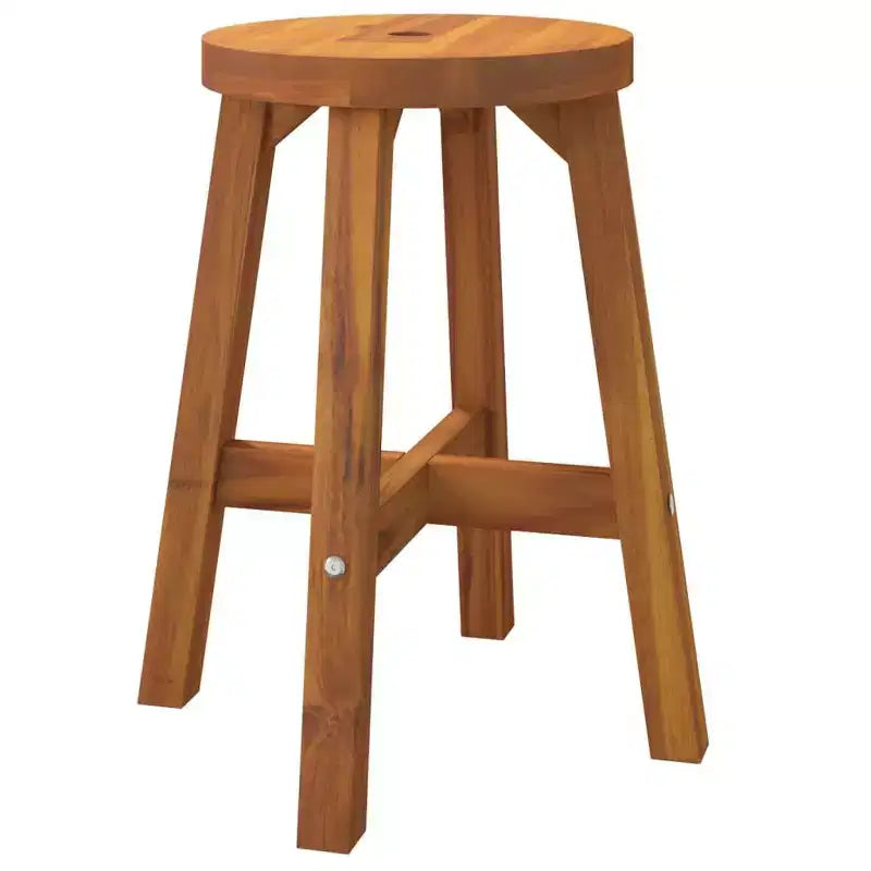 Tabouret vidaXL brun en acacia massif, tabouret rond durable de taille moyenne