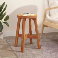 Tabouret vidaXL brun en acacia massif, tabouret rond durable de taille moyenne