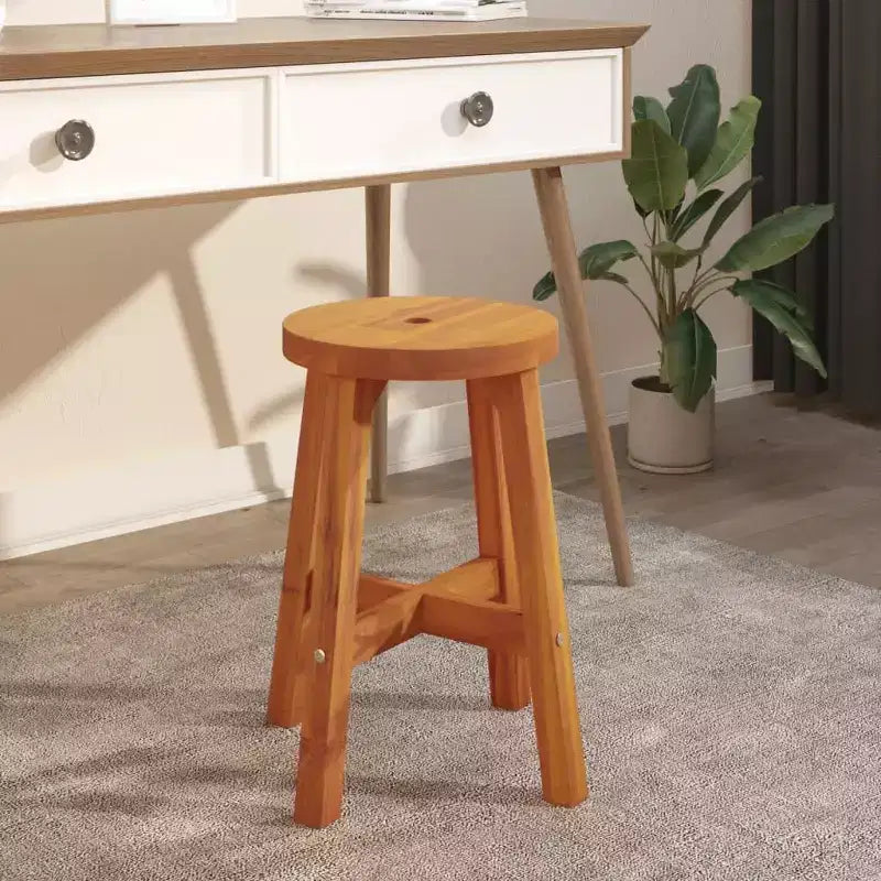 Tabouret vidaXL brun en acacia massif, tabouret rond durable de taille moyenne