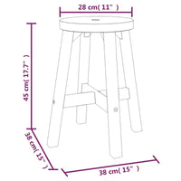 Tabouret vidaXL brun en acacia massif, tabouret rond durable de taille moyenne