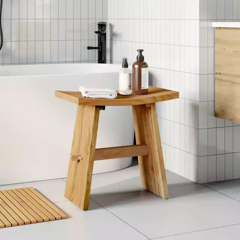 vidaXL tabouret de salle de bain brun 19.69 x 11.61 x 19.88 po en bois de teck massif