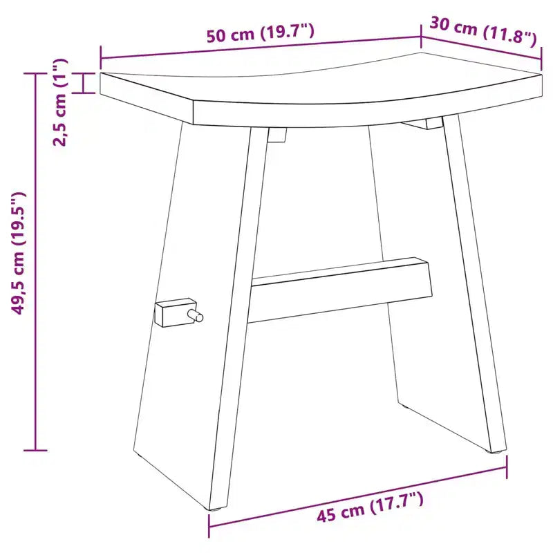 vidaXL tabouret de salle de bain brun 19.69 x 11.61 x 19.88 po en bois de teck massif